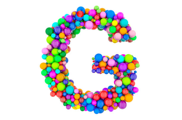 istock Letter G from colored balls, 3D rendering isolated on white background 1210621085