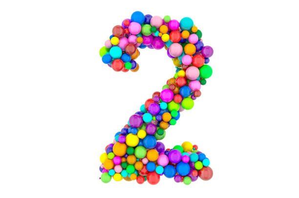 istock Number 2 from colored balls, 3D rendering isolated on white background 1210621614