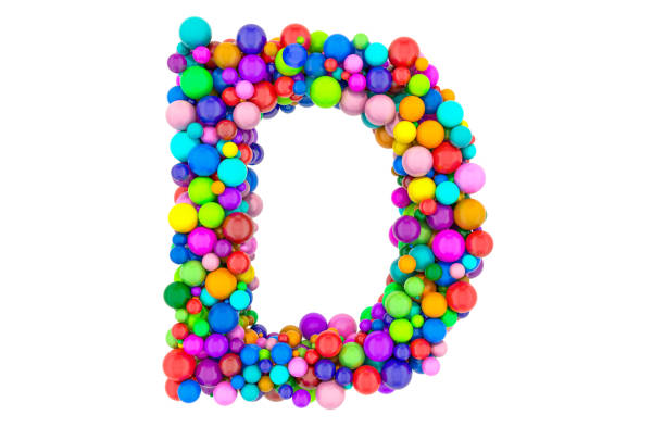 istock Letter D from colored balls, 3D rendering isolated on white background 1210621643
