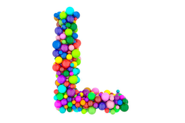 istock Letter L from colored balls, 3D rendering isolated on white background 1210621704