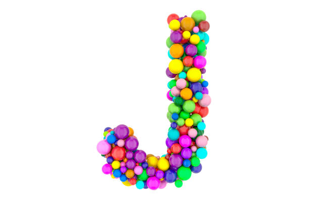 istock Letter J from colored balls, 3D rendering isolated on white background 1210621761