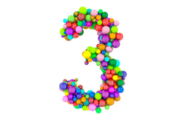 istock Number 3 from colored balls, 3D rendering isolated on white background 1210621785