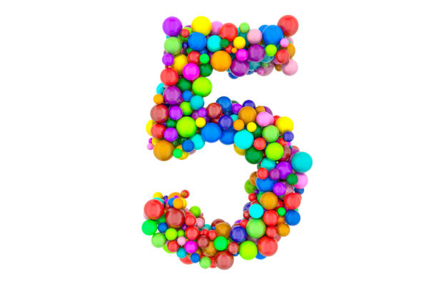 istock Number 5 from colored balls, 3D rendering isolated on white background 1210621794