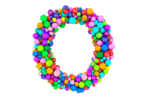 istock Letter O from colored balls, 3D rendering isolated on white background 1210621802