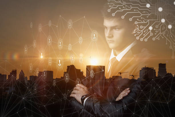 istock Young businessman analyzes the network . 1210622279