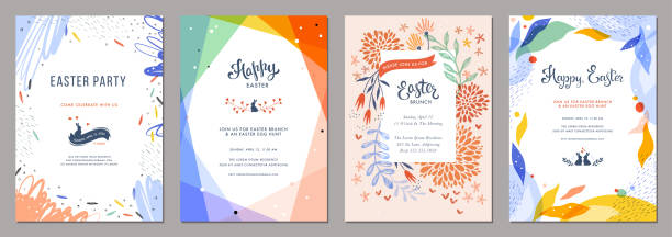 uniwersalny templates_04 wielkanocny - kartka okolicznościowa ilustracje stock illustrations