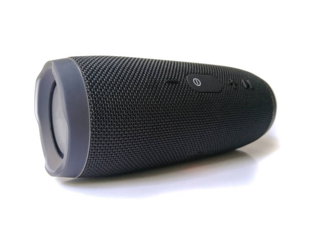 istock Stylish bluetooth speaker isolated on the white background 1210627388