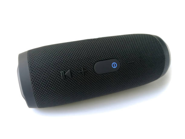 istock Stylish bluetooth speaker isolated on the white background 1210627399
