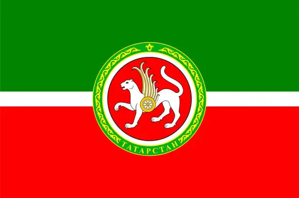 Vector illustration of Flag of Republic of Tatarstan in Russian Federation