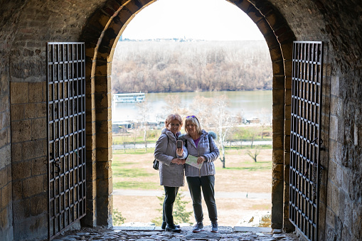Female friends explorin a  Belgrade Fortress and Kalemegdan Park.
