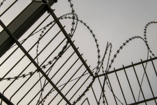 istock A metal fence with barbed wire as an insurmountable barrier 1210630932