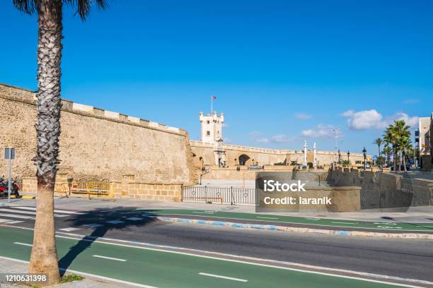 Plaza De La Constitucion With Puertas De Tierra In Cadiz Spain Stock Photo - Download Image Now