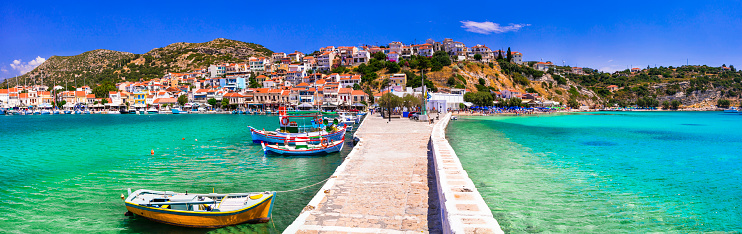panorama of old town Pythagorion in Samos