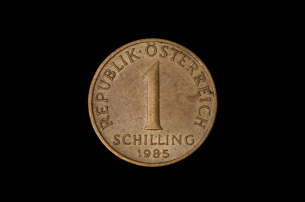 istock 1 Schilling Austrian coin isolated on the black background 1210633170