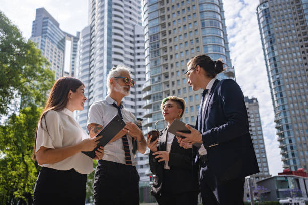 istock Corporational outdoors business meeting 1210634260
