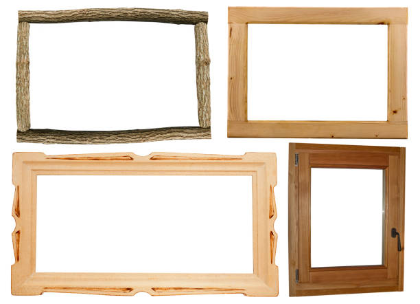 istock set of wooden frame on white background 1210635511