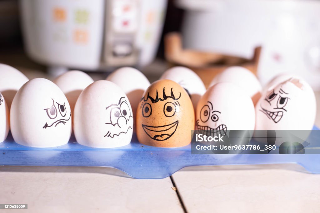 Emotionally Eggs In The Fridge Tray Real Handpainted Eggs Stock Photo -  Download Image Now - iStock