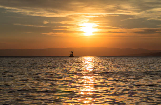 Geneva lake sunset in Switzerland