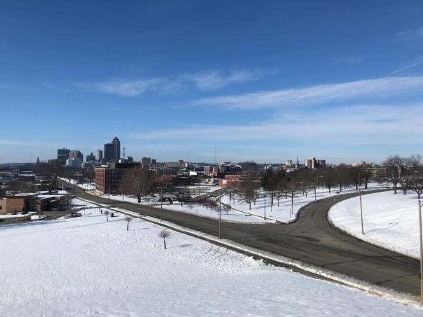 istock Des Moins Winter city View. Sunny Sky. 1210644536