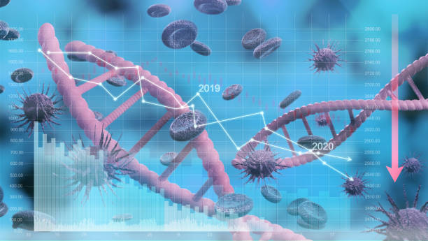 borsa in calo sui timori coronavirus, economia in calo con coronavirus 2019-ncov, virus pandemico, crisi borsa freccia rossa dei prezzi in calo. rendering 3d. - multiple exposures foto e immagini stock