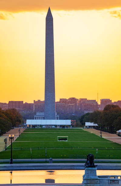 istock George Washington Monument obelisk over sunset sky 1210659436