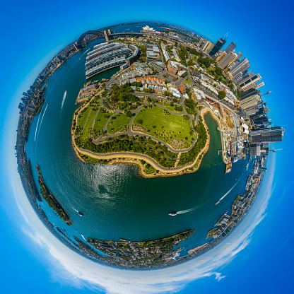 Panoramic view of Barangaroo urban renewal district, an inner-city suburb of Sydney