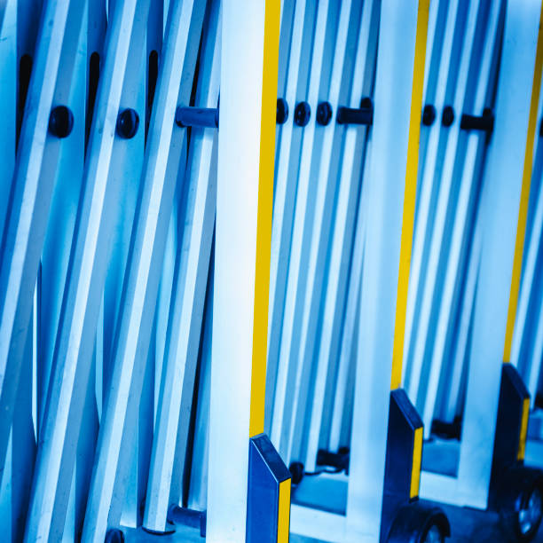 istock A close-up of an extendable door, described as a textured object. 1210670686