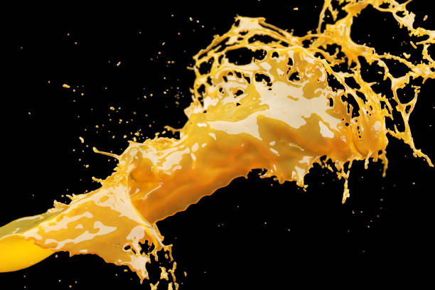 istock Beauty Water Liquid Orange Splashing on black color background. 3D Render. 1210671451