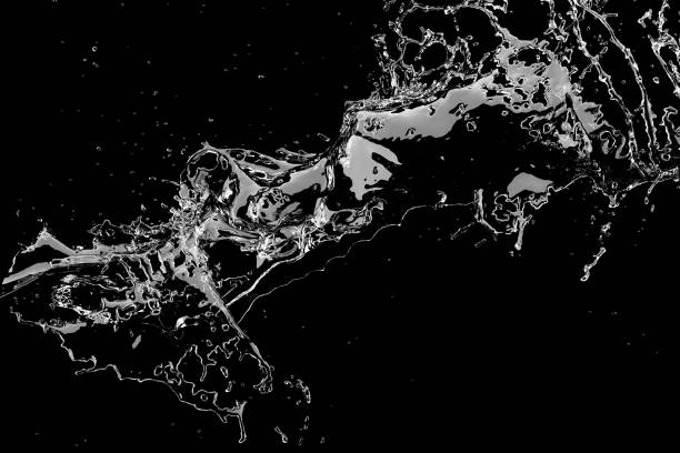istock Beauty Water Liquid Splashing on black color background. 3D Render. 1210671456