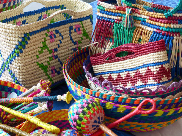 istock Straw baskets, vases, bags and others, Ecuador 1210675603