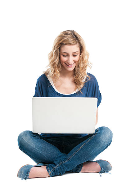 istock Happy woman at laptop computer 121068460