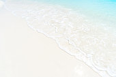 Soft wave of turquoise sea on sandy beach