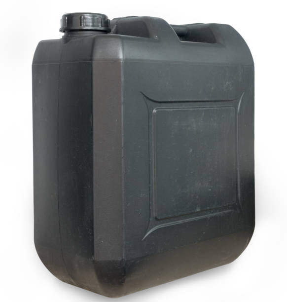 Black plastic gallon isolated on a white background