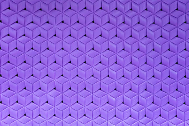 Close up of purple cubic perspective. Hexagon pattern with woven texture for background.