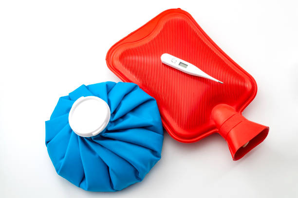 Influenza Or Flu Traditional Remedies Conceptual Idea With Blue Ice Pack  Red Rubber Hot Water Bottle And Thermometer Isolated On White Background  Stock Photo - Download Image Now - iStock