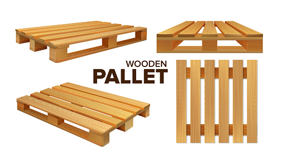 Wooden Pallet Different Size Collection Set Vector
