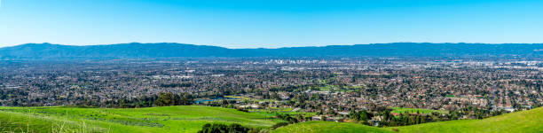silicon valley - bay san francisco county residential district aerial view imagens e fotografias de stock