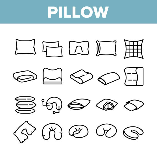 ilustraciones, imágenes clip art, dibujos animados e iconos de stock de pillow ortopédica colección iconos set vector - pillow