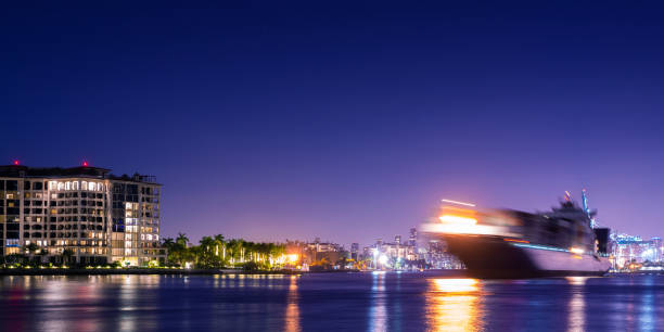 Container ship leaving the port of Miami