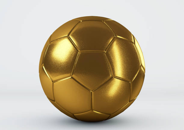 istock Gold soccer ball on white background. 1210705826