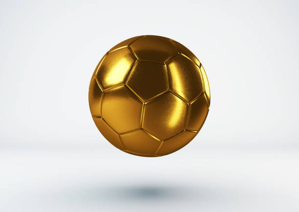 istock Gold soccer ball on white background. 1210705883