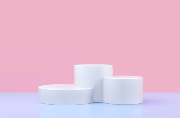 istock Vector round podium, pedestal or platform, background for cosmetic product presentation. 3d podium. Advertising place. Blank product stand background in pastel colors. 1210708343