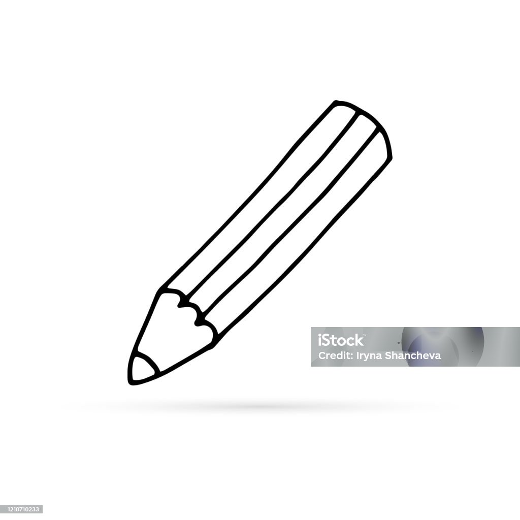 Pencil Icon Coloring Sketch Doodle Drawing By Hand Design Kids Art ...