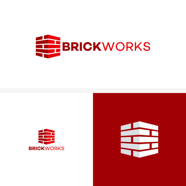 Modern Flat Brick , Brick Work simple modern  template Modern Flat Brick , Brick Work simple modern  template brick house isolated stock illustrations