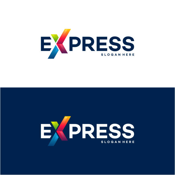 ilustrações, clipart, desenhos animados e ícones de o logotipo fast forward express projeta vetor, modelo de logotipo do modern express, conceito de design - perfection