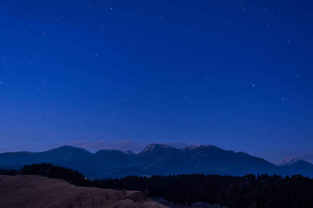 istock Beautiful mountains and starry sky in winter 1210712186