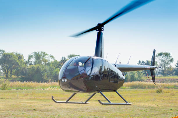 istock Landing a helicopter on the airfield 1210712824