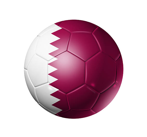 soccer football ball with qatar flag - qatar football stockfoto's en -beelden