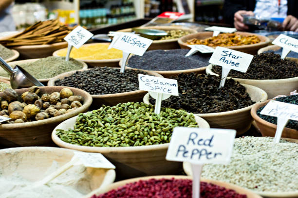 istock bazaar with spices. Spices stall in the Spice Market 1210716201