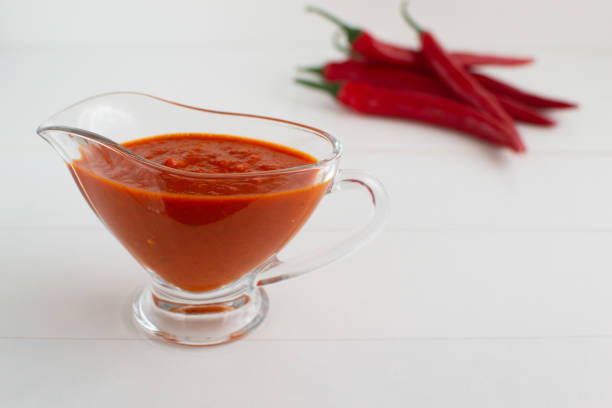 istock Red hot chili sauce in a gravy boat 1210719059